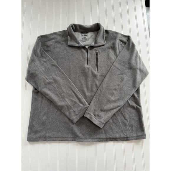 L.L. Bean Other - L.L. Bean Mens XL Regular Gray Fleece 1/4 Zip Pullover‎ Chest Pocket Traditional